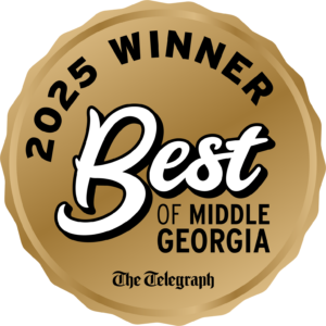 Best of Middle Georgia 2025 Winner badge awarded by The Telegraph to Elliott Roofing and Repair in Macon, GA